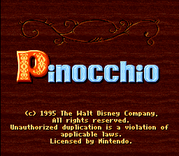 Pinocchio (Europe) Title Screen